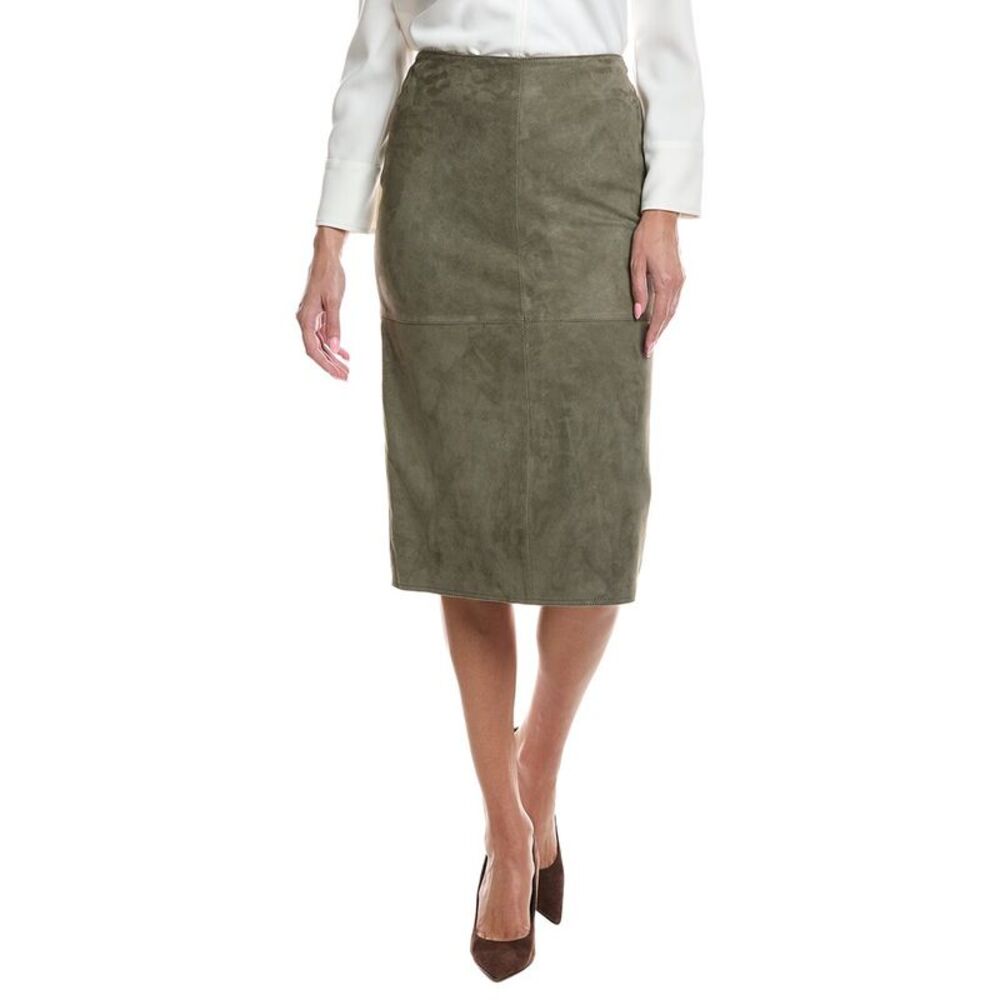 Max Mara Womens  Pala Leather Skirt, Grey